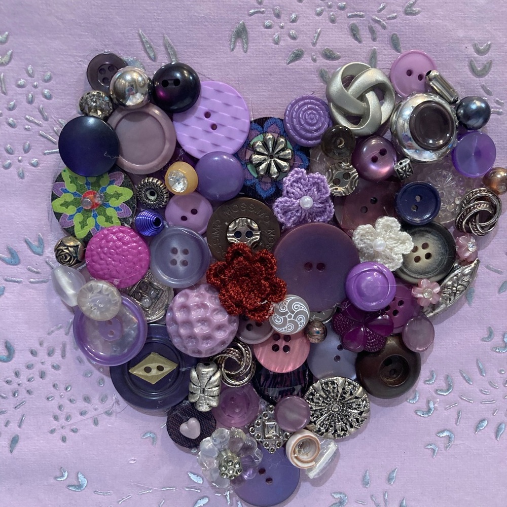 Framed Purple Button Heart